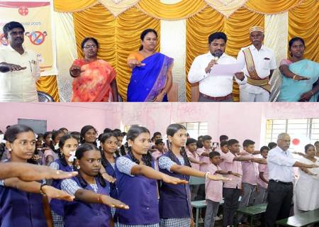 தேசிய குடற்புழு நீக்க நாளை முன்னிட்டு, குடற்புழு நீக்க மாத்திரைகளை மாவட்ட ஆட்சித்தலைவர்  அவர்கள்  மாணவர்களுக்கு வழங்கினார்.
