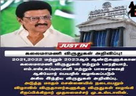 2021-23 ஆம் ஆண்டிற்கான ‘கலைமாமணி’ விருதுகள்.