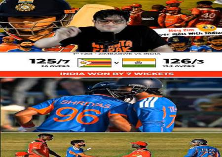ஜிம்பாப்வே மீது இந்தியா அபார வெற்றி... தொடரில் 1-0 முன்னிலை!