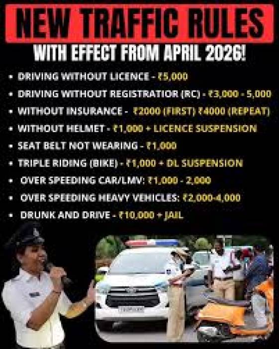 புதிய போக்குவரத்து விதிகள் (ஏப்ரல் 2026 முதல் அமலில்).
