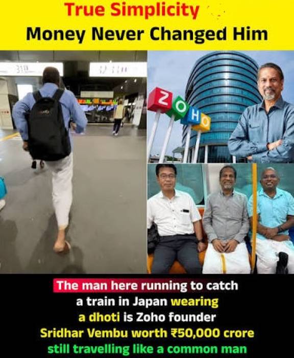 வேட்டியுடன் ஜப்பான் புல்லட் ரயிலில் பயணித்த ஸ்ரீதர் வேம்பு.