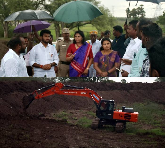 சமூக நலன் மற்றும் மகளிர் உரிமைத்துறை அமைச்சர் அவர்கள் கட்டனூர் கண்மாயில் சீமைக் கருவேல மரங்கள் அகற்றப்பட்டு கண்மாய் புனரமைக்கும் பணிகளை  பார்வையிட்டு ஆய்வு செய்தார்.